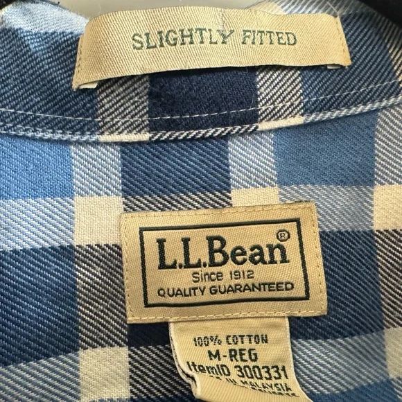 L.L. Bean Navy and White Plaid Shirt - Picture 2 of 3